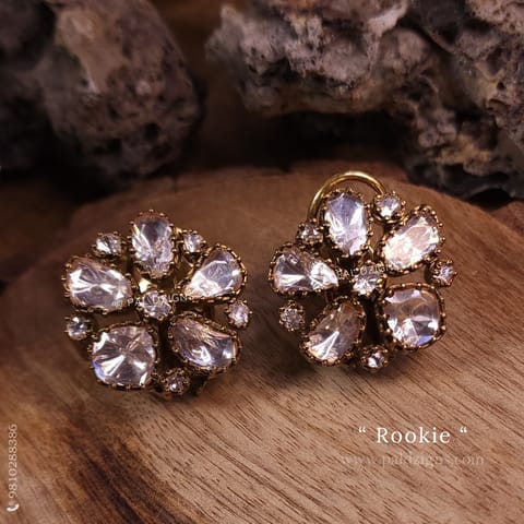 Rookie Antique Moissanite Polki Studs (Prong Setting)
