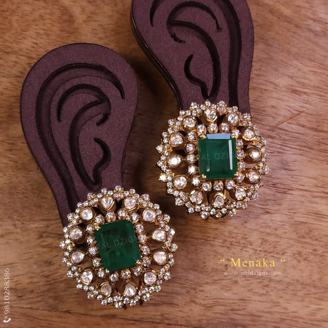 Menaka Moissanite Polki Stud