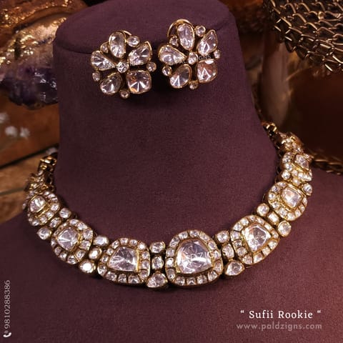 Sufii Rookie Antique Moissanite Polki Necklace Set