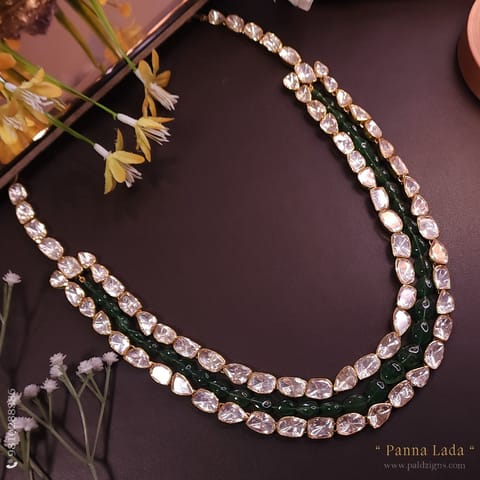 Panna Lada Moissanite Polki Long Necklace Panna Lada Moissanite Polki Long Necklace