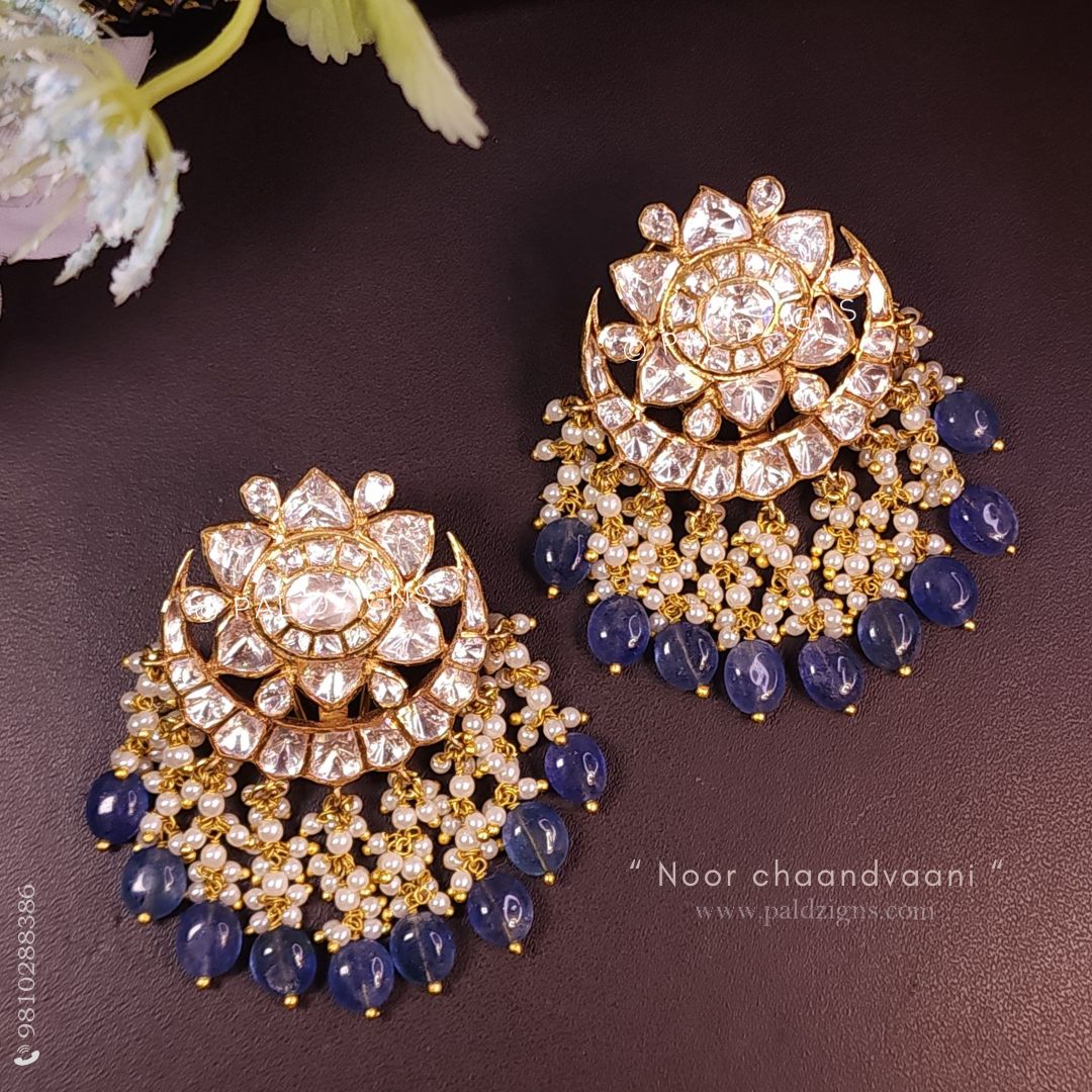 Noor Chaandvaani Moissanite Polki Earrings