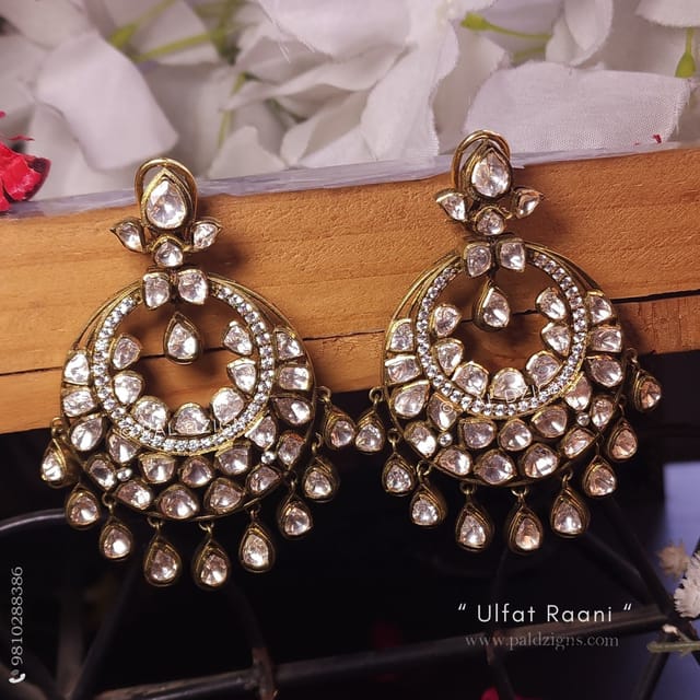 Ulfat Raani Moissanite Polki Chaandbaali
