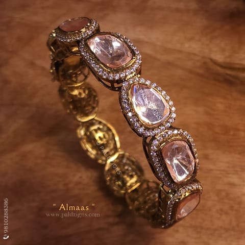 Almaas Antique (2-8" Size) Moissanite Polki Bangle