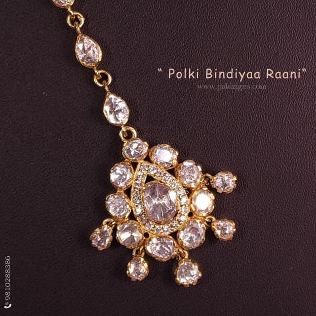 Polki Bindiyaa Raani Moissanite Polki Maangtika