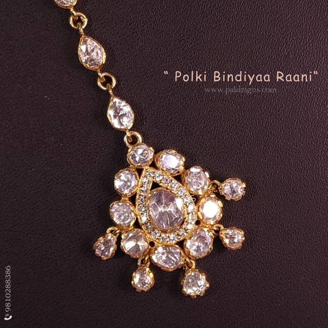Polki Bindiyaa Raani Moissanite Polki Maangtika
