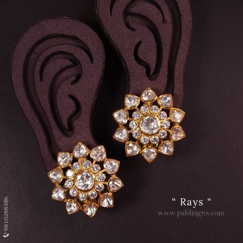 Rays Small Moissanite Polki Studs Rays Small Moissanite Polki Studs