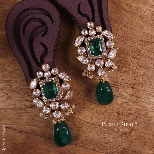 Panna Siraj Moissanite Polki Stud