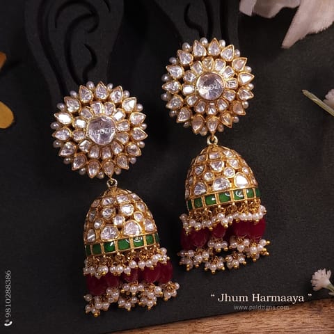 Jhum Harmaaya Moissanite Polki Jhumki Jhum Harmaaya Moissanite Polki Jhumki