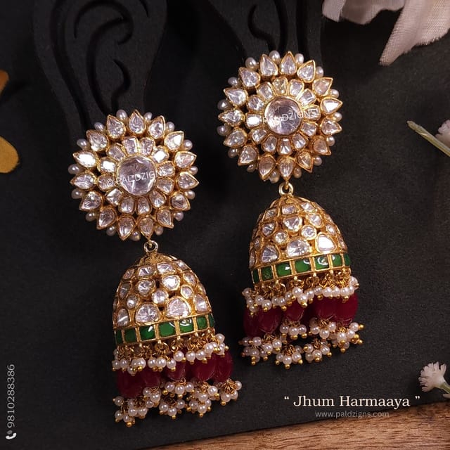 Jhum Harmaaya Moissanite Polki Jhumki