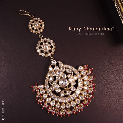 Ruby Chandrikaa Moissanite Polki Tikka