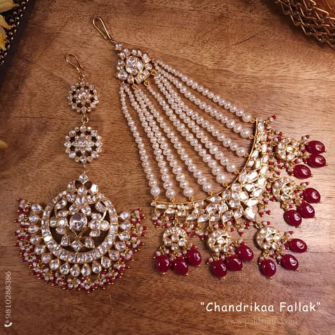 Chandrikaa Fallak Moissanite Polki Jhummar And Tikka Combo