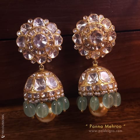 Panna Mehroo Moissanite Polki Jhumki Panna Mehroo Moissanite Polki Jhumki