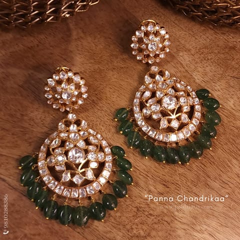 Panna Chandrikaa Moissanite Polki Chaandbaali