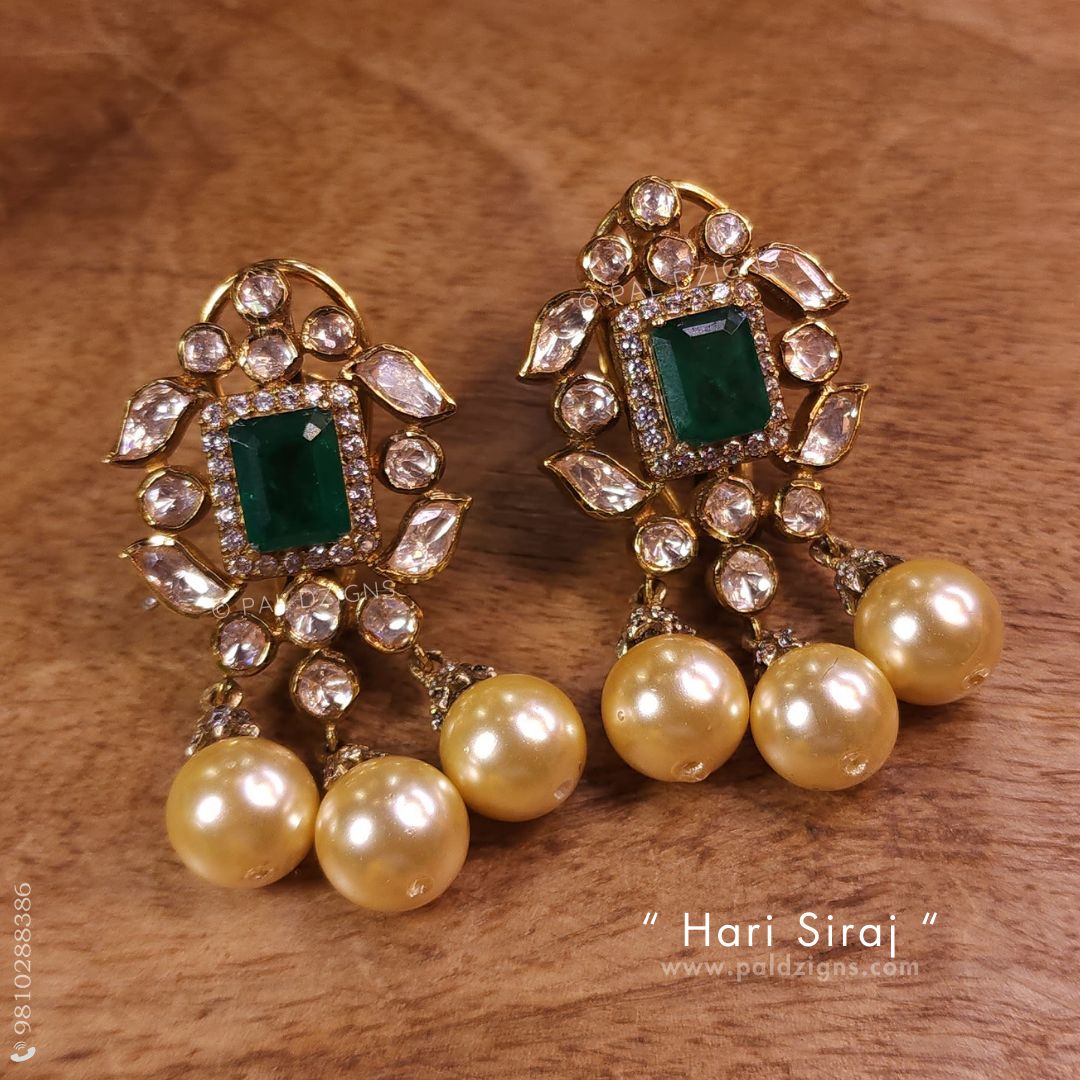 Hari Siraj Antique With Cap Moissanite Polki Stud