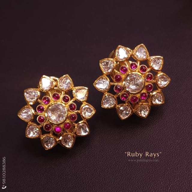 Ruby Rays Moissanite Polki Stud