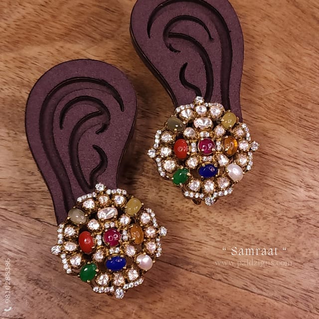 Samraat Moissanite Polki Stud