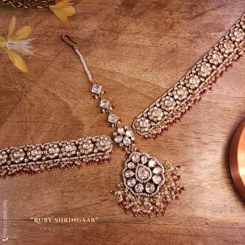 Ruby Shringaar Moissanite Polki Maathapatti