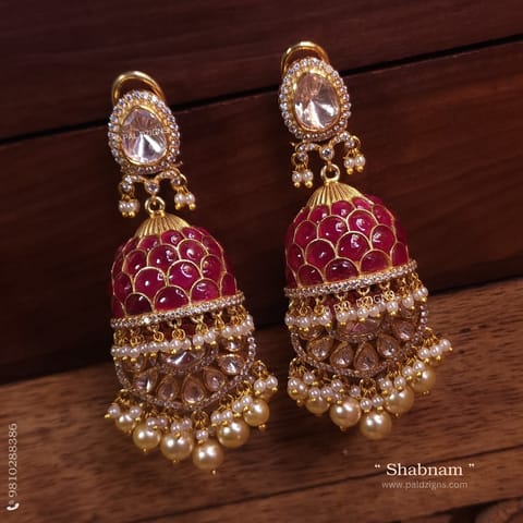 Shabnam Moissanite Polki Jhumki