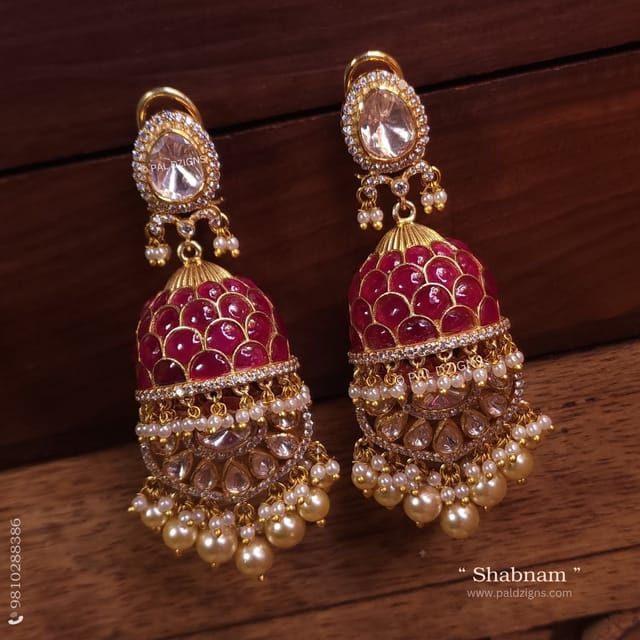 Shabnam Moissanite Polki Jhumki