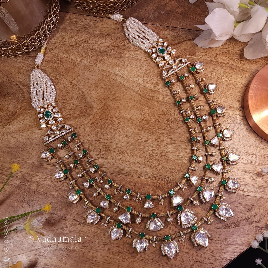 Vadhumala Moissanite Polki Long Necklace