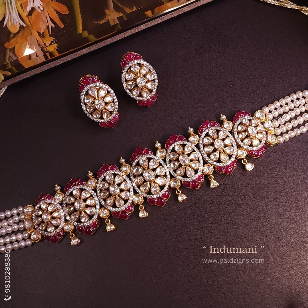 Indumani Moissanite Polki Choker Set