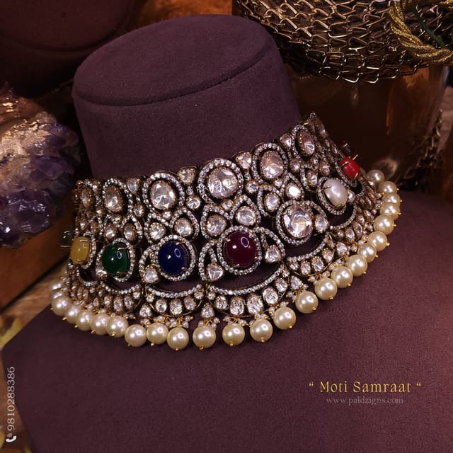Moti Samraat Moissanite Polki Choker