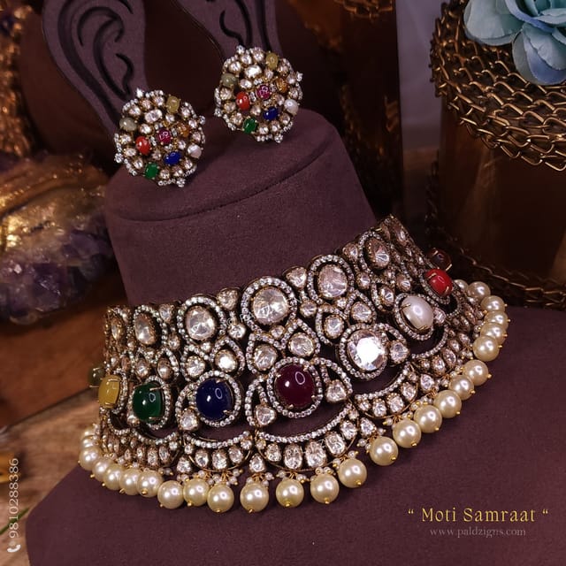 Moti Samraat Moissanite Polki Choker Set