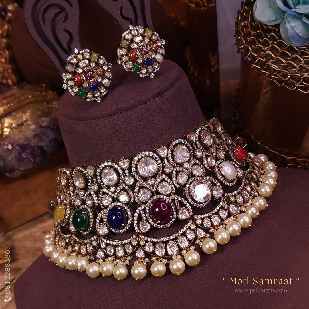 Moti Samraat Moissanite Polki Choker Set