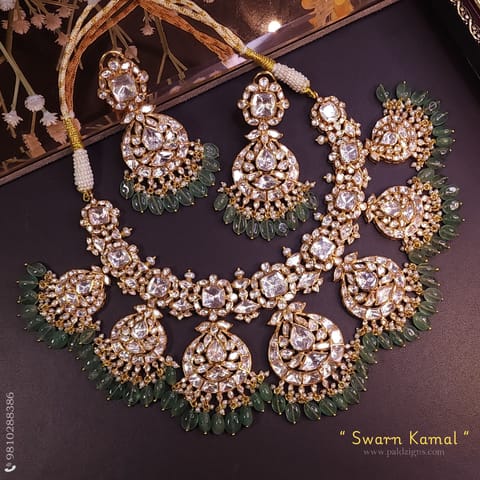 Swarn Kamal Moissanite Polki Necklace Set Swarn Kamal Moissanite Polki Necklace Set