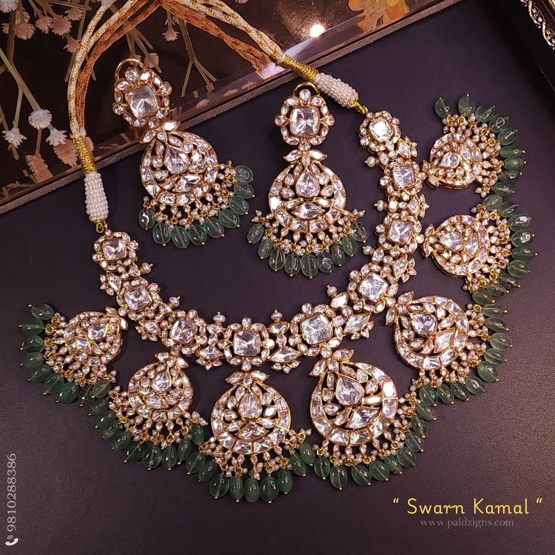 Swarn Kamal Moissanite Polki Necklace Set