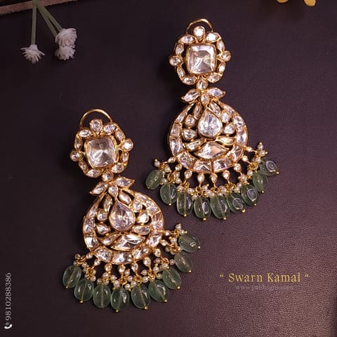 Swarn Kamal Moissanite Polki Earrings