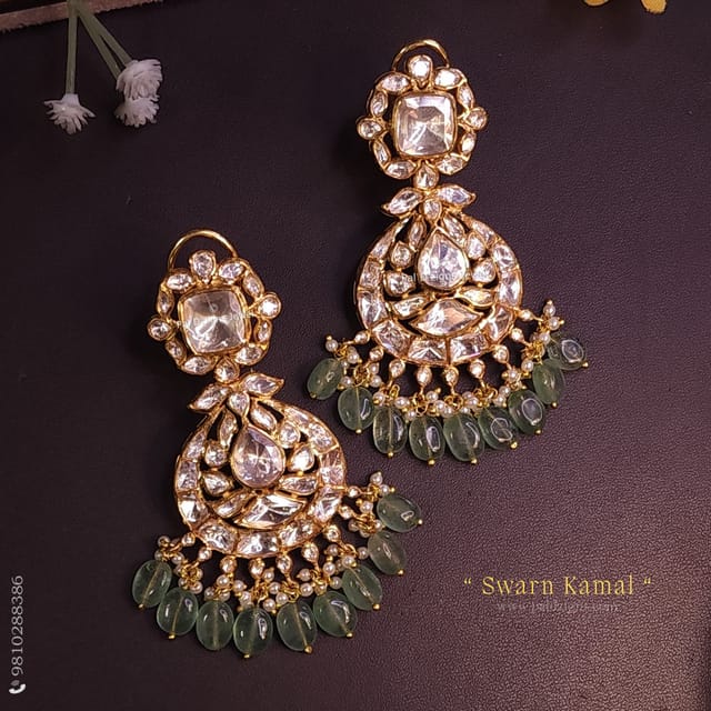 Swarn Kamal Moissanite Polki Earrings
