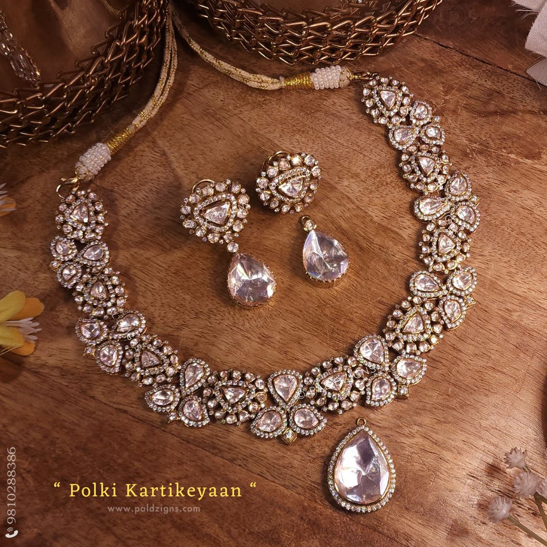 Polki Kartikeyaan Detachable Moissanite Polki Necklace Set