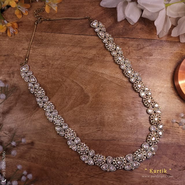 Kartik Detachable Moissanite Polki Long Necklace