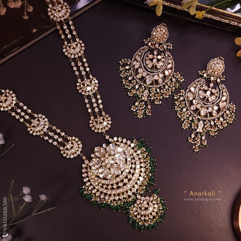 Anarkali Moissanite Polki Pendant Set Anarkali Moissanite Polki Pendant Set