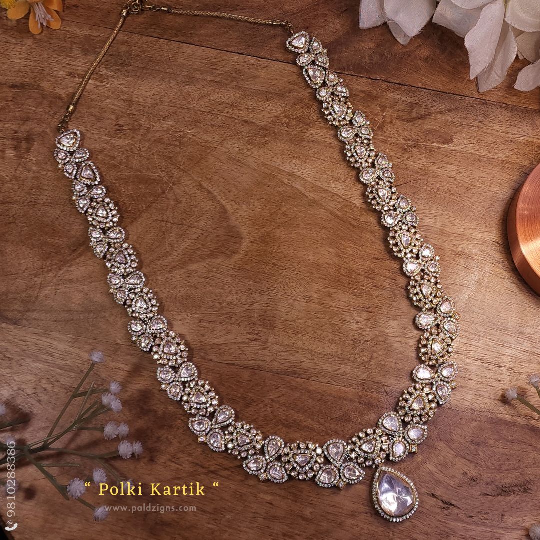 Polki Kartik Detachable Moissanite Polki Long Necklace