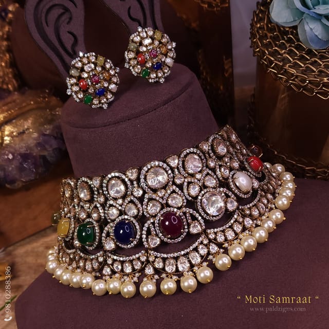 Moti Samraat Moissanite Polki Choker Set