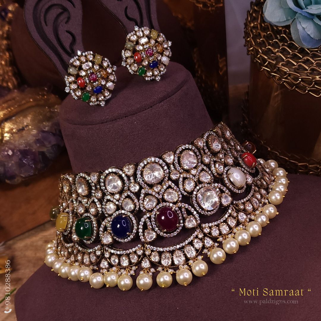 Moti Samraat Moissanite Polki Choker Set