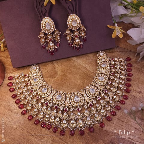 Tulip Moissanite Polki Necklace Set Tulip Moissanite Polki Necklace Set