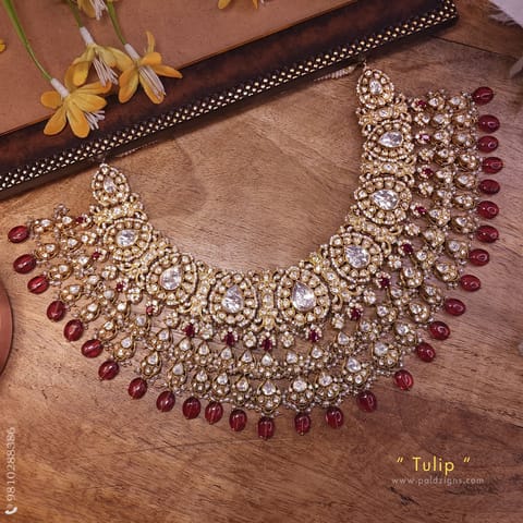 Tulip Moissanite Polki Necklace Tulip Moissanite Polki Necklace