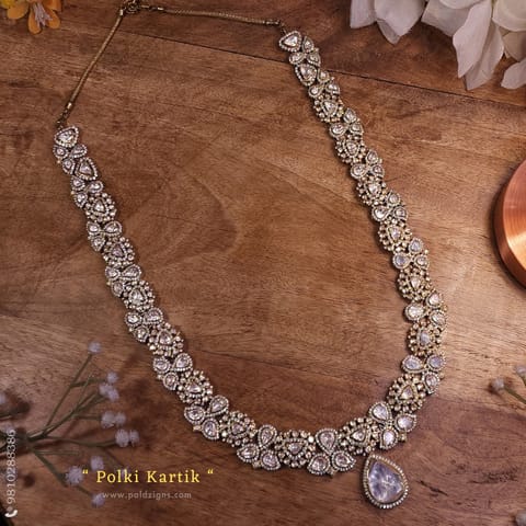 Polki Kartik Detachable Moissanite Polki Long Necklace