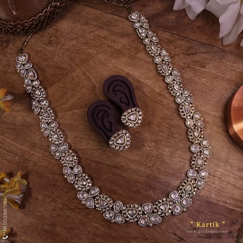 Kartik Detachable Moissanite Polki Long Necklace Set Kartik Detachable Moissanite Polki Long Necklace Set