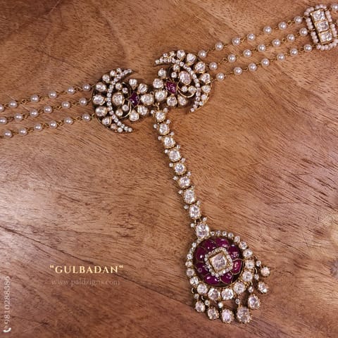 Gulbadan Sheesh Patti in Moissanite Polki