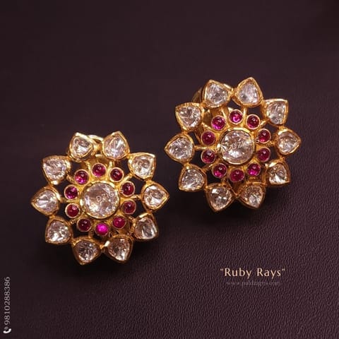 Ruby Rays Moissanite Polki Stud