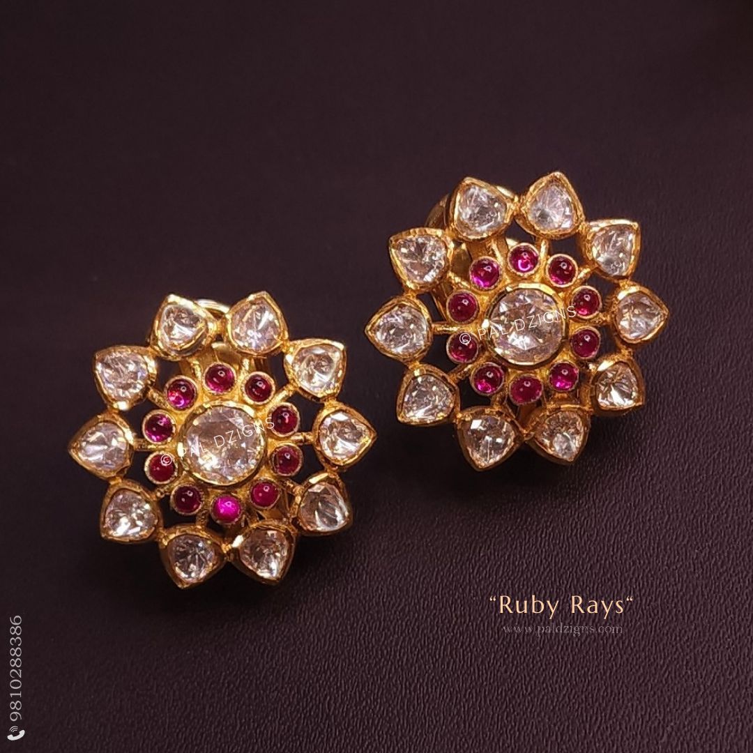 Ruby Rays Moissanite Polki Stud