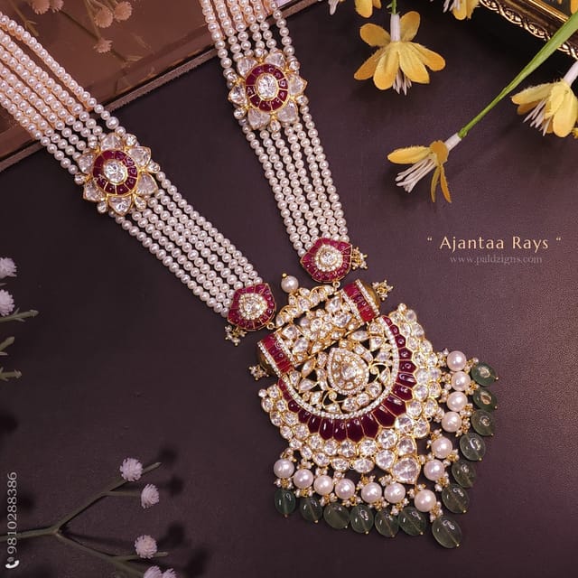 Ajantaa Rays Moissanite Polki Long Pendant