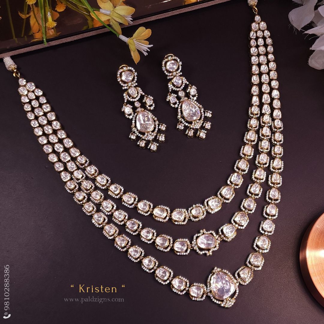Kristen Moissanite Polki Long Necklace Set