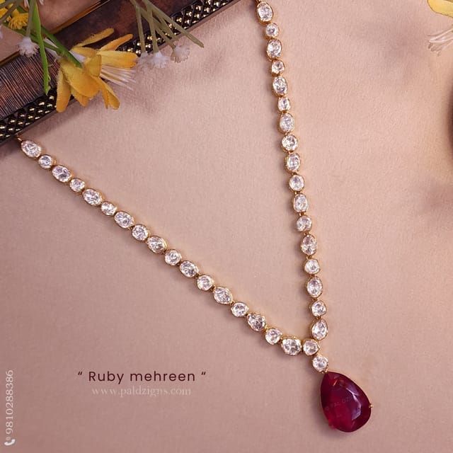 Ruby Mehreen Moissanite Polki Necklace