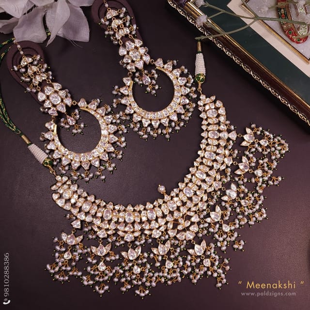 Meenakshi Moissanite Polki Necklace Set
