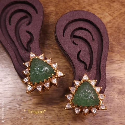 Trigon Moissanite Polki Stud